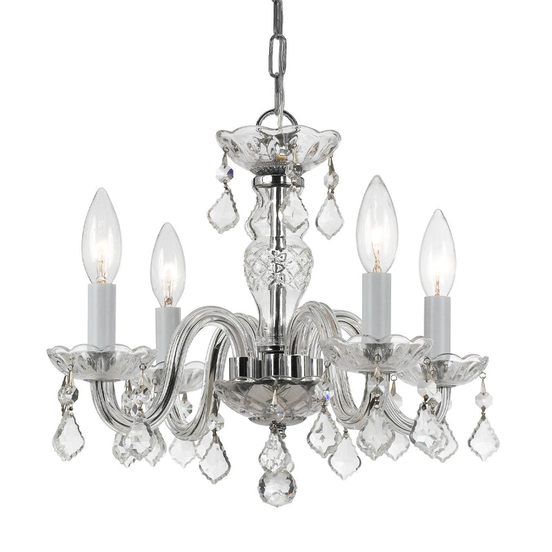 Traditional Crystal 4 Light 15" Chandelier in Polished Chrome