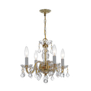 Traditional Crystal 4 Light 15" Chandelier in Polished Brass