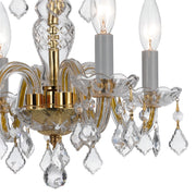 Traditional Crystal 4 Light 15" Chandelier in Polished Brass