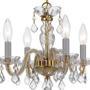 Traditional Crystal 4 Light 15" Chandelier in Polished Brass