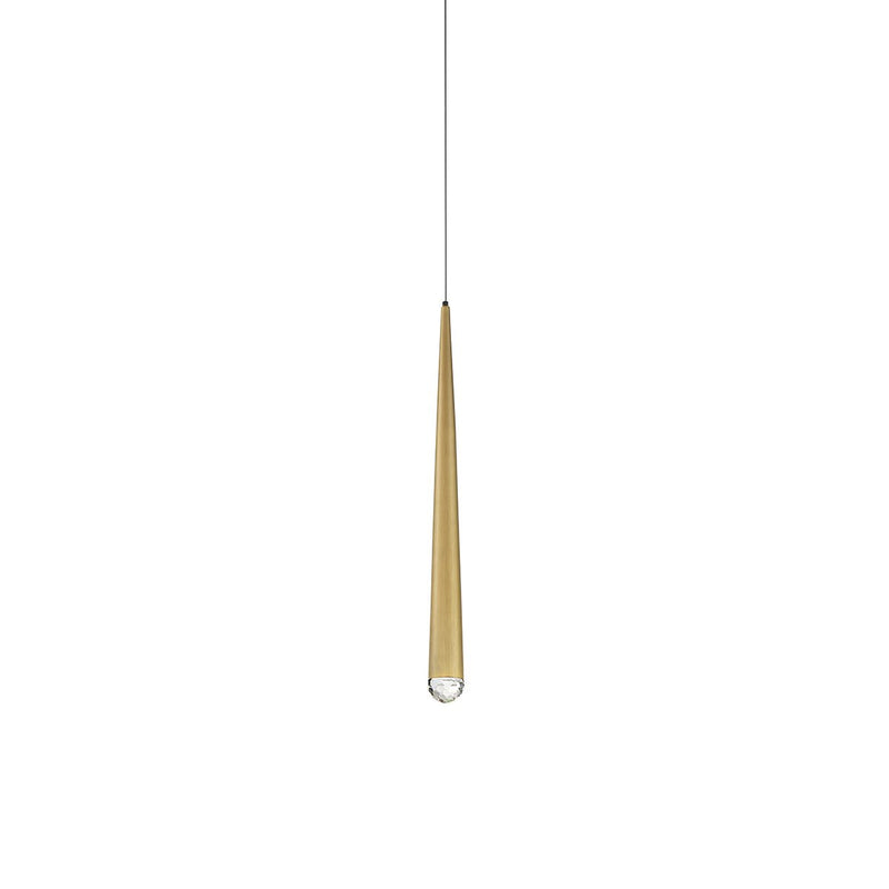 Cascade 19" Crystal Mini Pendant in Aged Brass