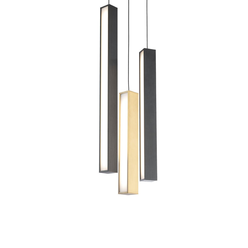 Chaos 3-Light Round Pendant in Black/aged Brass & Black