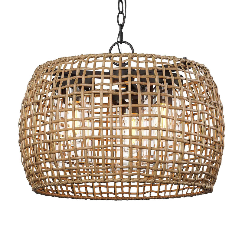 Piper 3-Light Outdoor Pendant in Natural Black