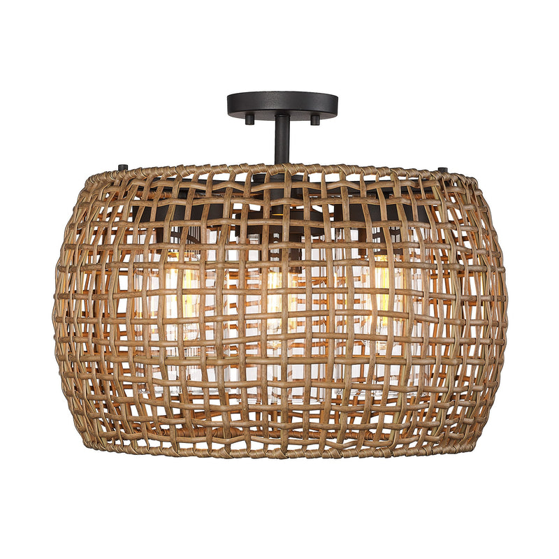 Piper 3-Light Outdoor Semi-Flush Mount in Natural Black