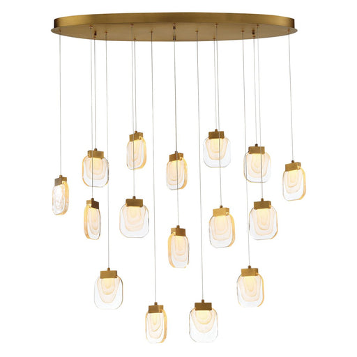 Paget 16-Light 44" Linear Multi-Drop Pendant in Matte Gold