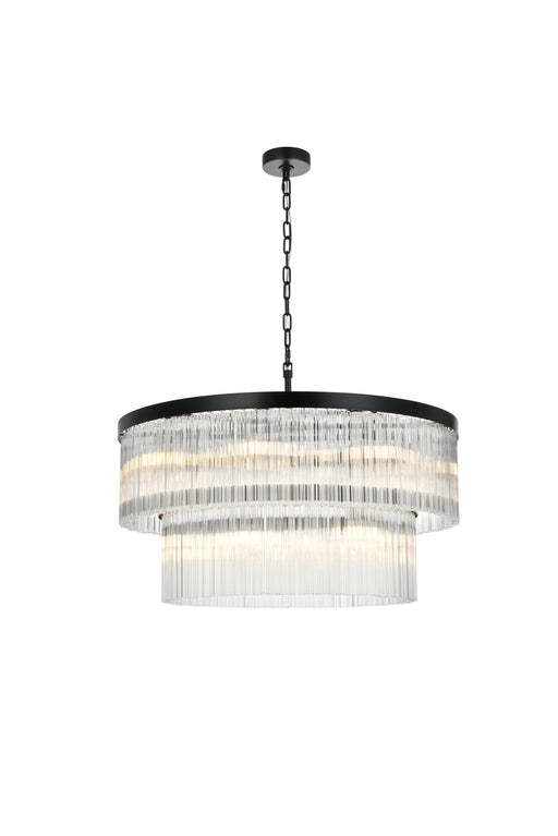 Harlow 32" 14-Light Chandelier in Black And Clear