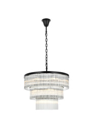 Harlow 32" 18-Light Chandelier in Black And Clear