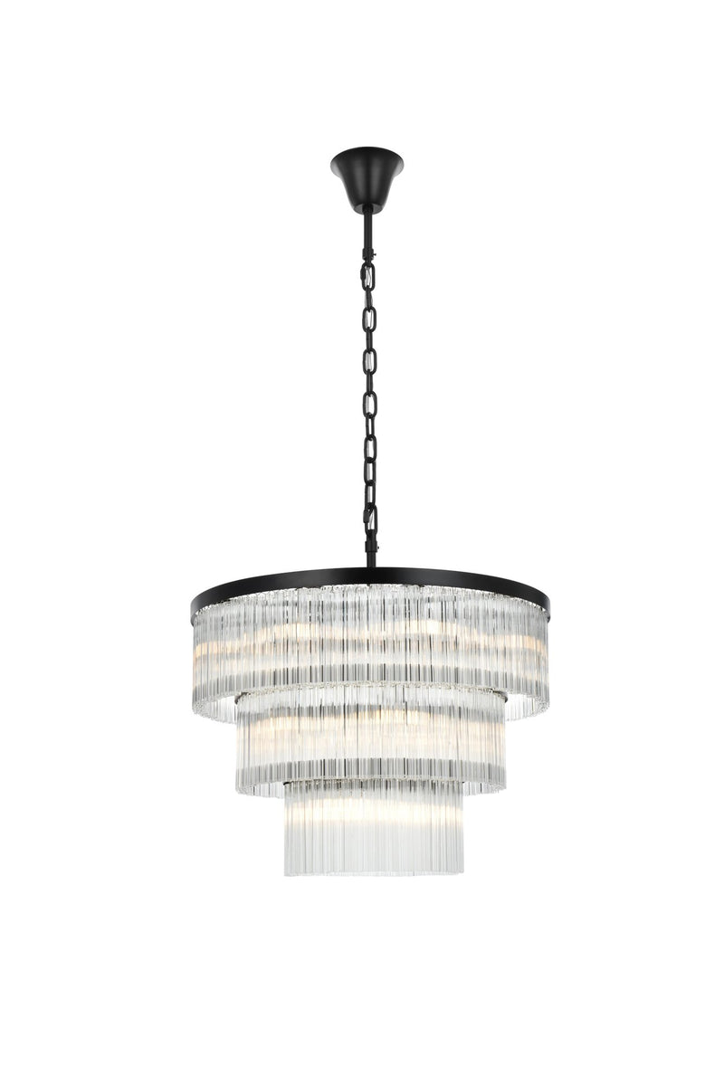 Harlow 32" 18-Light Chandelier in Black And Clear