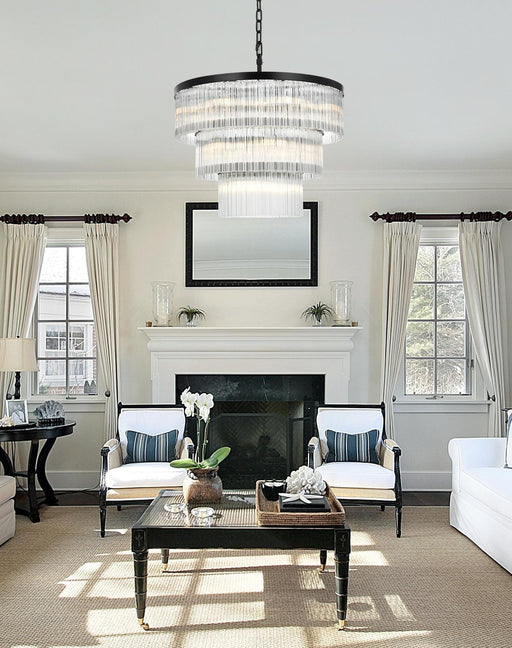 Harlow 32" 18-Light Chandelier in Black And Clear