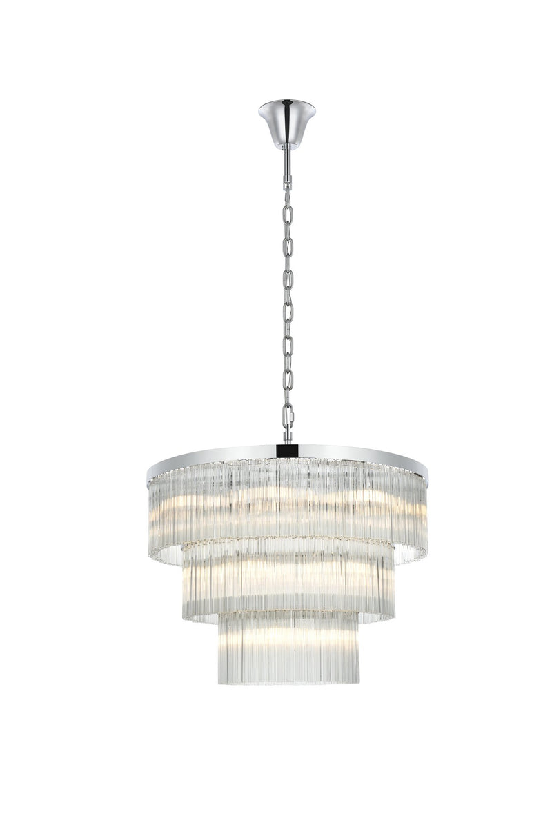 Harlow 32" 18-Light Chandelier in Chrome And Clear