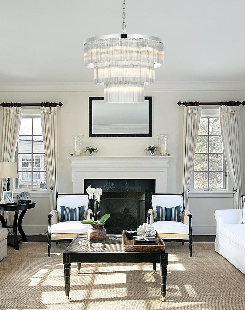 Harlow 32" 18-Light Chandelier in Chrome And Clear