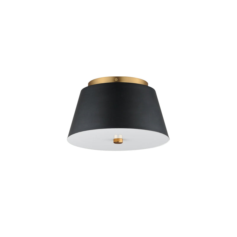 Miles 11" LED Flush Mount in Black / Natural Aged Brass
