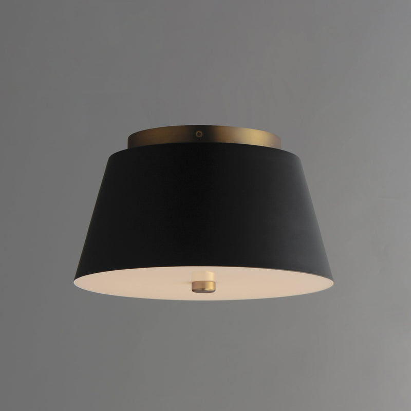 Miles 11" LED Flush Mount in Black / Natural Aged Brass