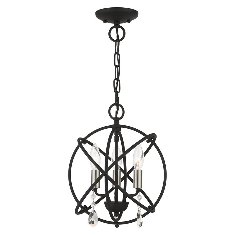 Aria Three Light Convertible Chandelier / Semi Flush in Black