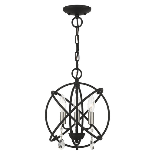 Aria Three Light Convertible Chandelier / Semi Flush in Black