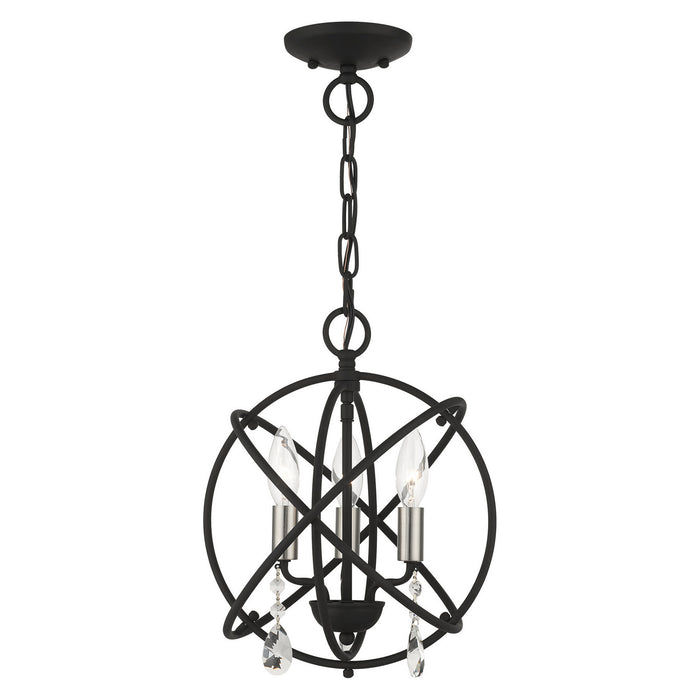 Aria Three Light Convertible Chandelier / Semi Flush in Black