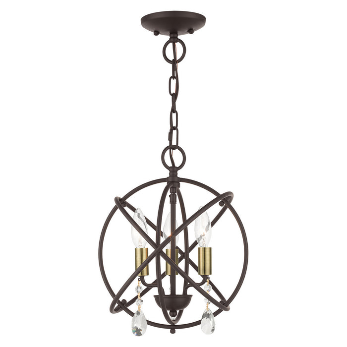 Aria Three Light Convertible Chandelier / Semi Flush in Bronze