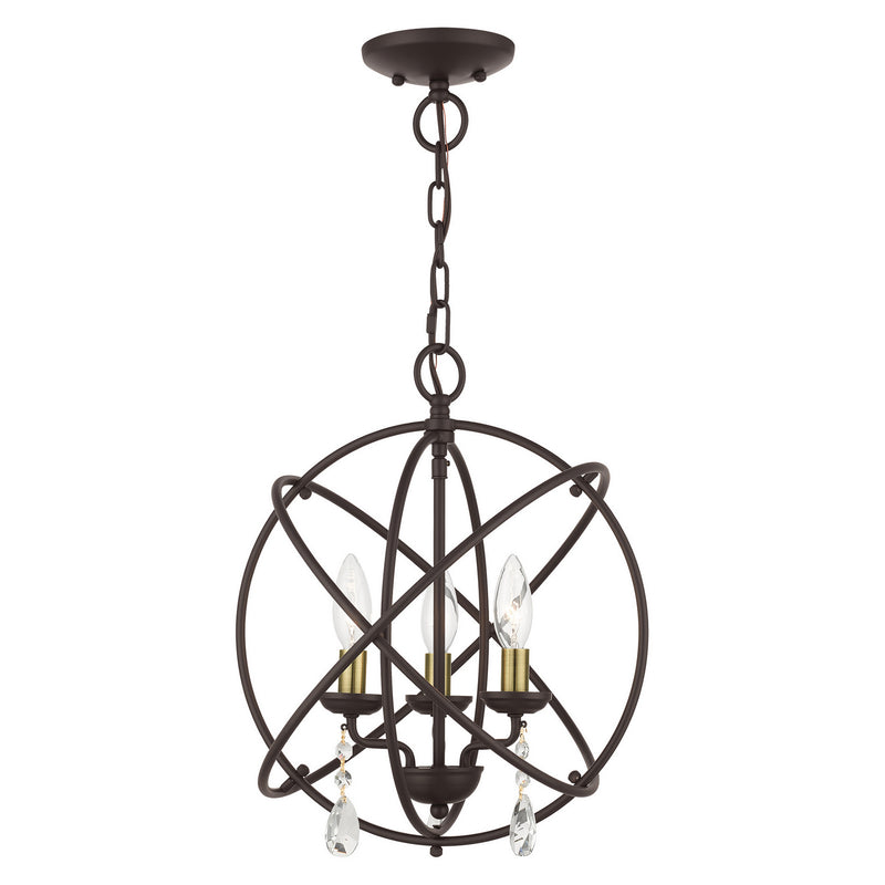 Aria Three Light Convertible Chandelier / Semi Flush in Bronze