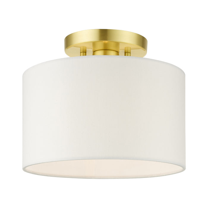 Meridian One Light Semi Flush Mount in Satin Brass