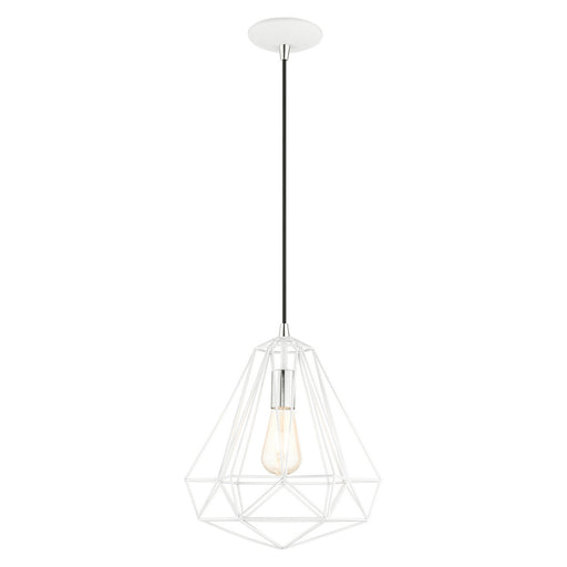 Geometric One Light Pendant in Shiny White