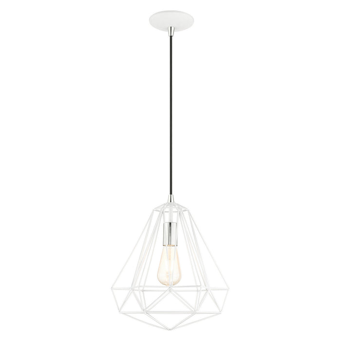 Geometric One Light Pendant in Shiny White