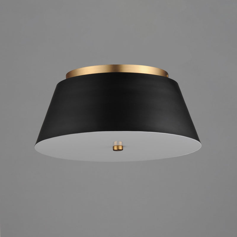 Miles 16" LED Flush Mount in Black / Natural Aged Brass