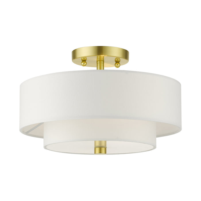 Meridian Two Light Semi Flush Mount in Satin Brass