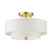 Meridian Two Light Semi Flush Mount in Satin Brass
