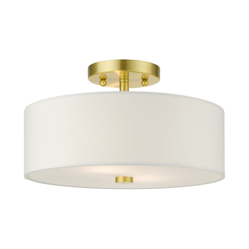 Meridian Two Light Semi Flush Mount in Satin Brass