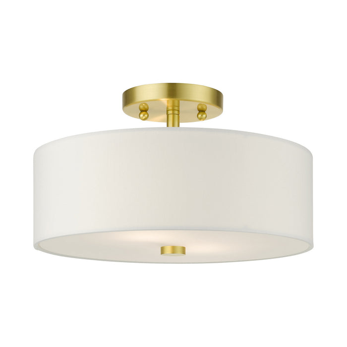 Meridian Two Light Semi Flush Mount in Satin Brass