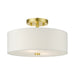 Meridian Two Light Semi Flush Mount in Satin Brass