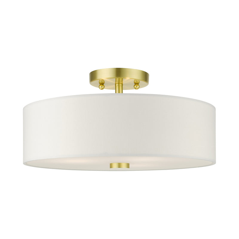 Meridian Three Light Semi Flush Mount in Satin Brass