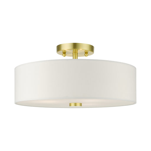 Meridian Three Light Semi Flush Mount in Satin Brass