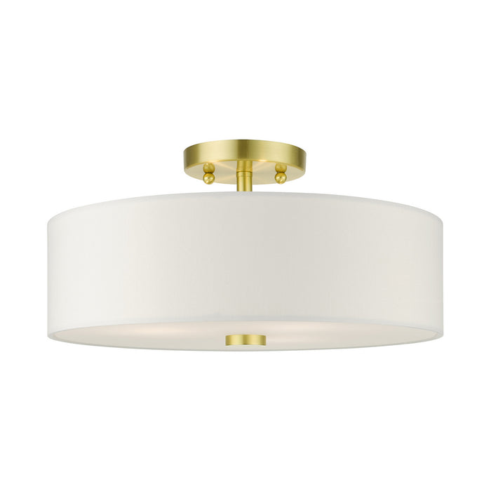 Meridian Three Light Semi Flush Mount in Satin Brass