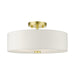 Meridian Three Light Semi Flush Mount in Satin Brass