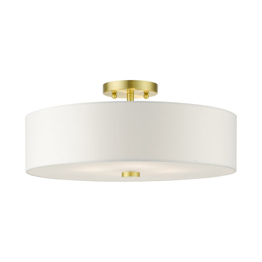 Meridian Four Light Semi Flush Mount in Satin Brass