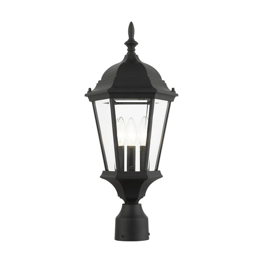 Hamilton Three Light Outdoor Post Top Lantern in Textured Black