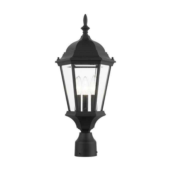 Hamilton Three Light Outdoor Post Top Lantern in Textured Black