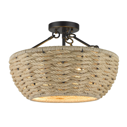 Hathaway 3-Light Semi-Flush Mount in Matte Black