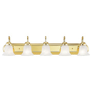 Rivera 5-Light 36" Bath Vanity Light in Polished Brass