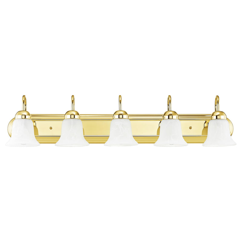 Rivera 5-Light 36" Bath Vanity Light in Polished Brass