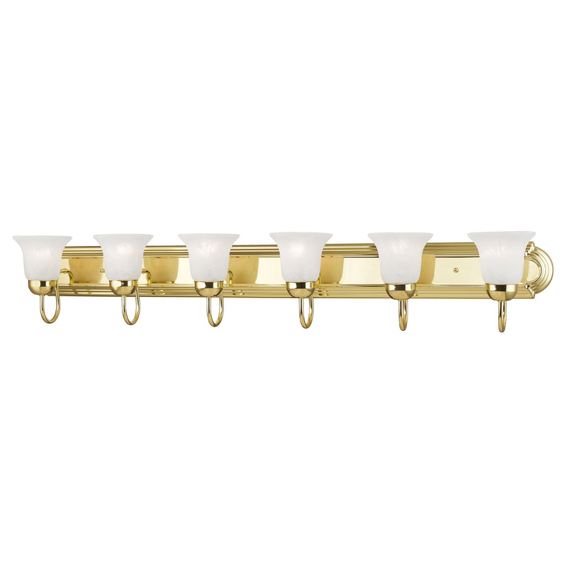 Rivera 6-Light 48" Bath Vanity Light with Full Backplate in Polished Brass