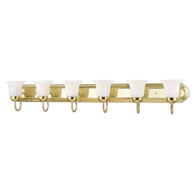 Rivera 6-Light 48" Bath Vanity Light with Full Backplate in Polished Brass