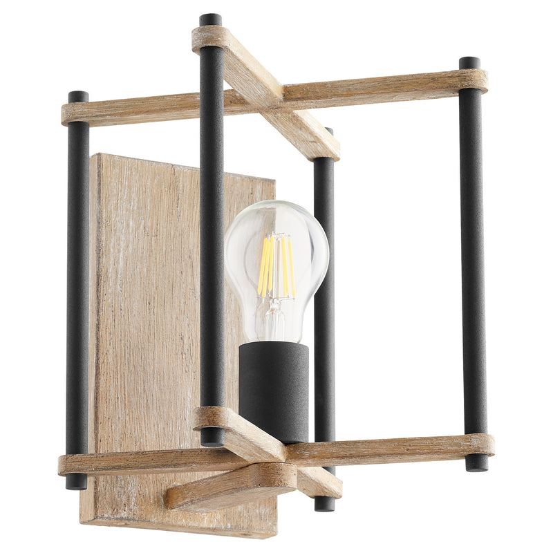 Silva Transitional Wall Mount in Textured Black W/ Weathered Oak Finish