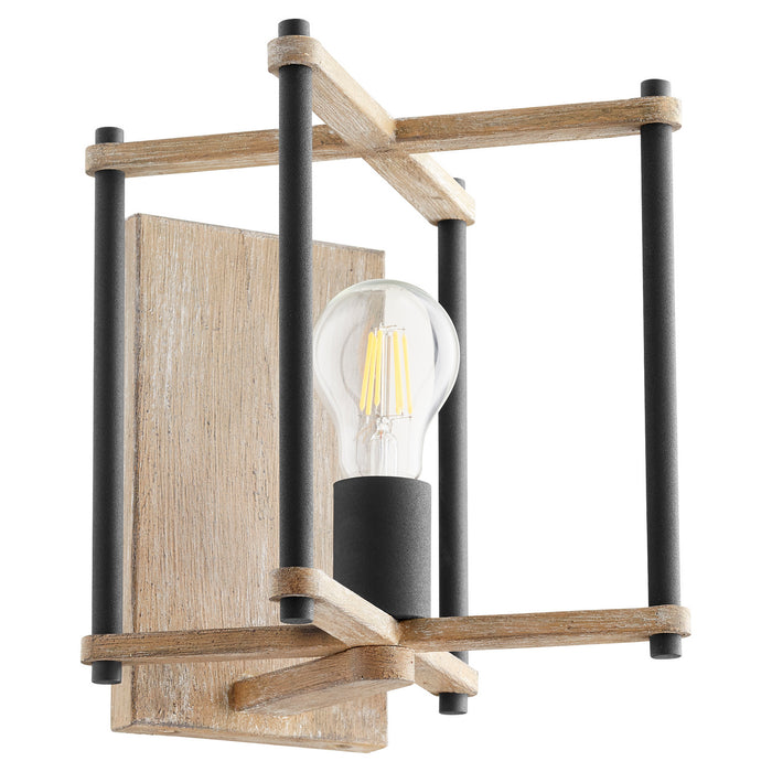 Silva Transitional Wall Mount in Textured Black W/ Weathered Oak Finish