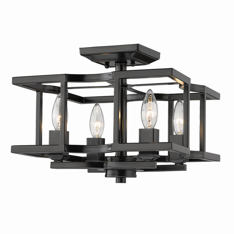 Four Light Semi-Flush Mount in Matte Black