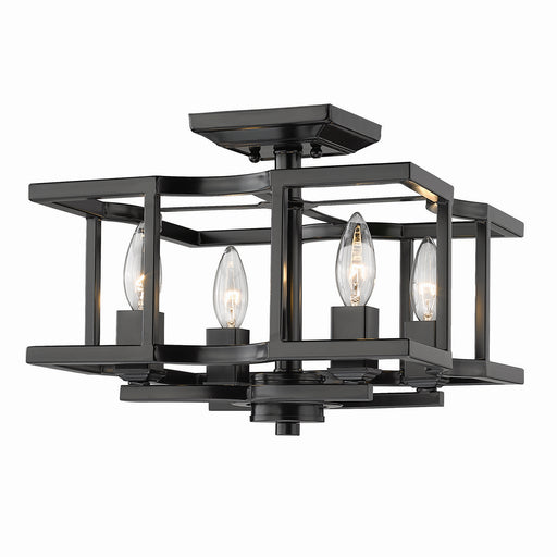 Four Light Semi-Flush Mount in Matte Black