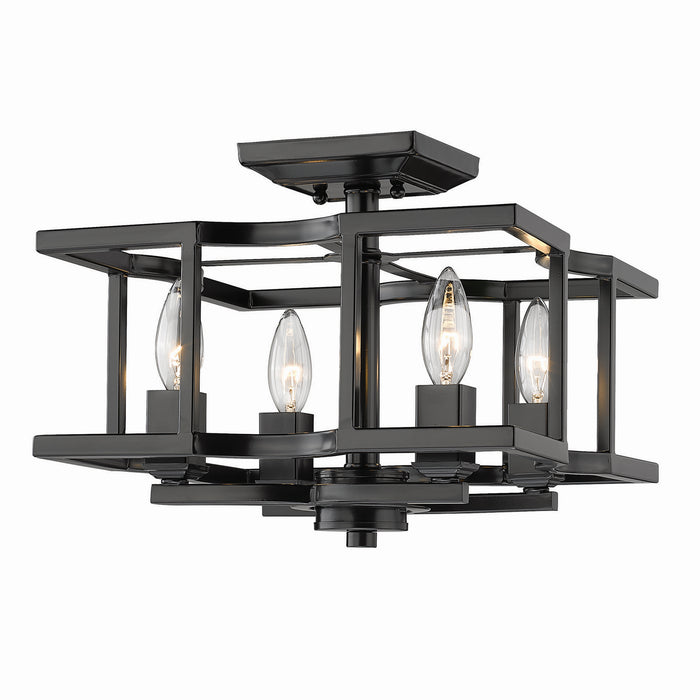 Four Light Semi-Flush Mount in Matte Black