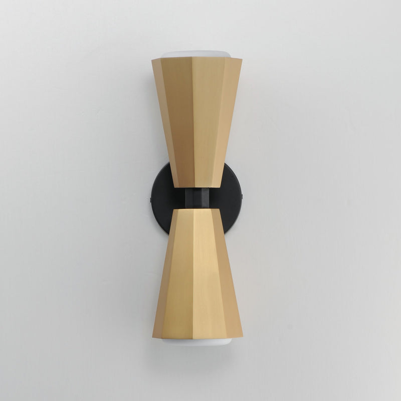 Rizzo 2 Light Wall Sconce in Black / Antique Brass