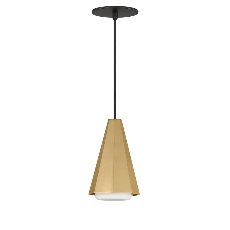 Rizzo 1 Light Mini Pendant in Black / Antique Brass